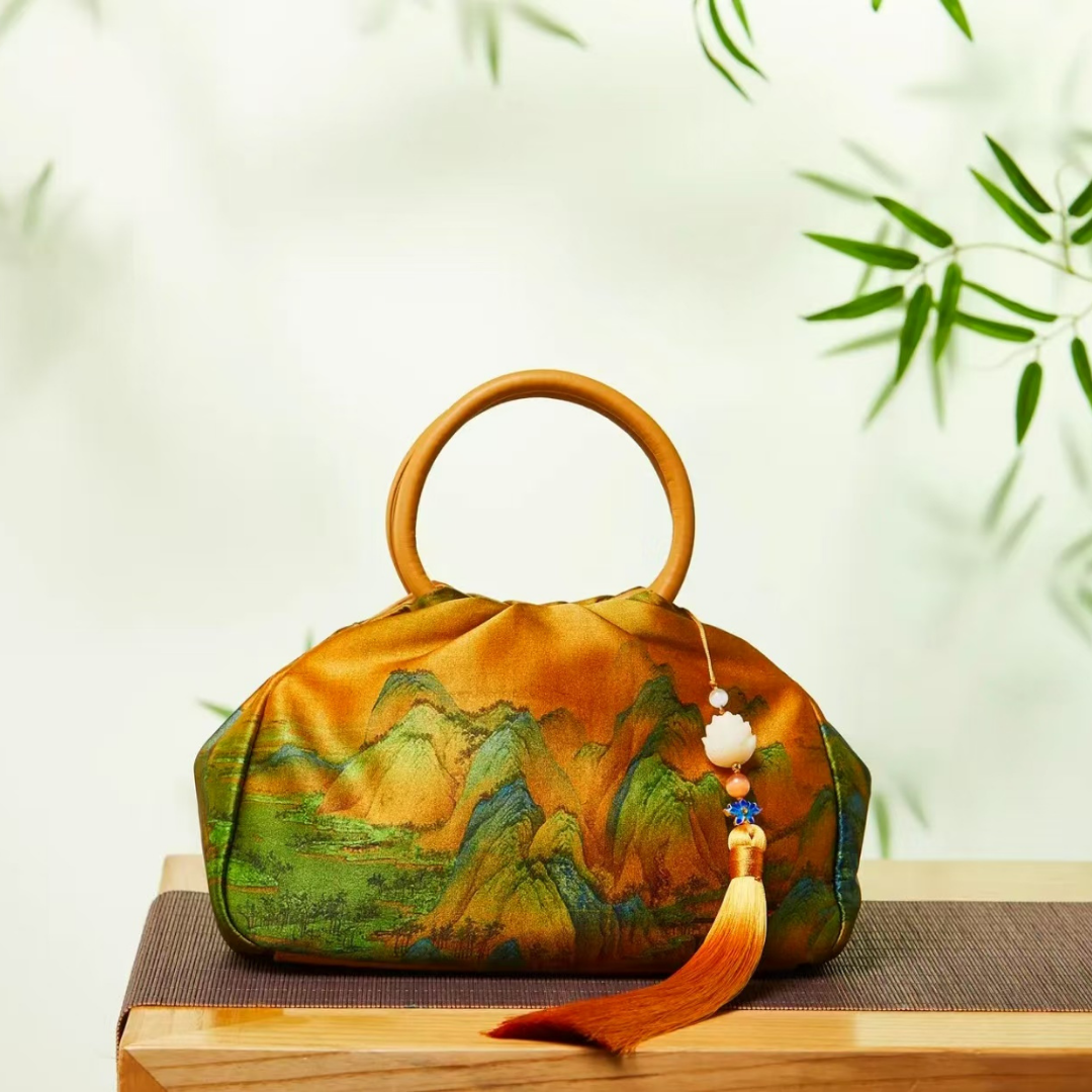 Tianxu Heritage-Inspired Silk Print Chinese Style Qipao Handbag – Elegant Tote, Shoulder & Crossbody Bag for Women