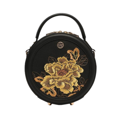 Tianxu Valentine's Day Gift – New Chinese Style Genuine Leather Embroidered Shoulder Bag, Perfect for Weddings & Traditional Outfits