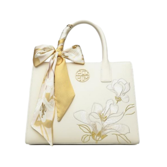 Tianxu Heritage-Inspired 'Magnolia Series' Leather Embroidered Tote & Shoulder Bag – Chinese Style, Elegant & Spacious