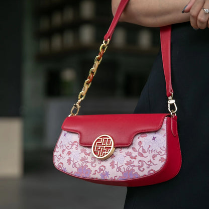 Tianxu Heritage-Inspired Song Jin Silk Crescent Bag – Elegant Shoulder & Crossbody Bag for Women, Chinese Style