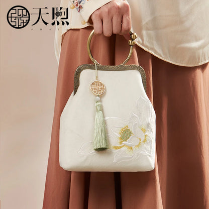 Tianxu Valentine's Day Gift – Velvet Embroidered Chinese Style Qipao & Hanfu Handbag – Elegant Shoulder & Crossbody Bag for Women