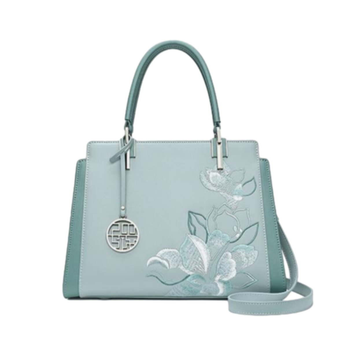 Tianxu Heritage-Inspired Chinese Style Floral Embroidered Leather Handbag – Elegant Shoulder & Crossbody Bag for Women