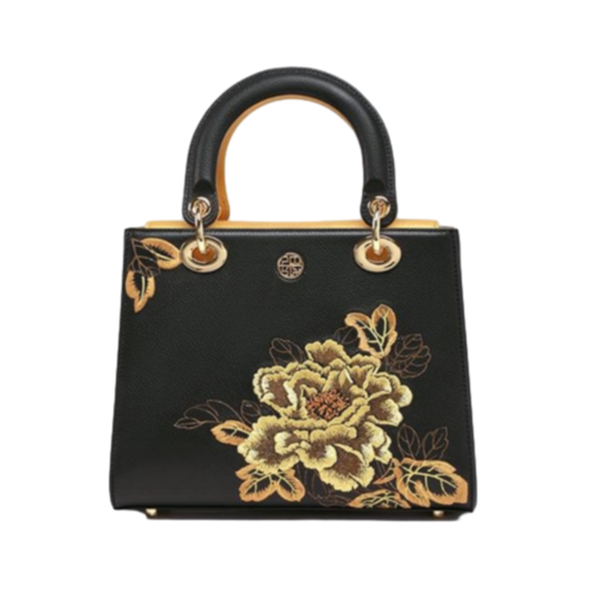 Tianxu Heritage-Inspired 'Peony Elegance' Genuine Leather Embroidered Handbag – Chinese Style Qipao & Diana Bag for Women