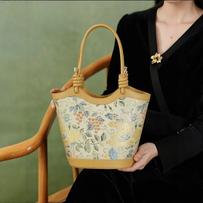 Tianxu Valentine's Day Gift – Jacquard & Brocade Chinese Style Handbag – Elegant Shoulder & Crossbody Basket Bag for Women