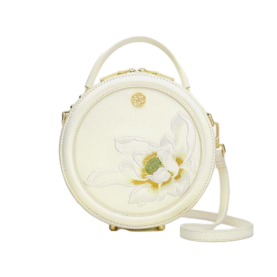 Tianxu Valentine's Day Gift – Leather Embroidered Chinese Style Qipao & Hanfu Round Crossbody Bag – Elegant & Versatile