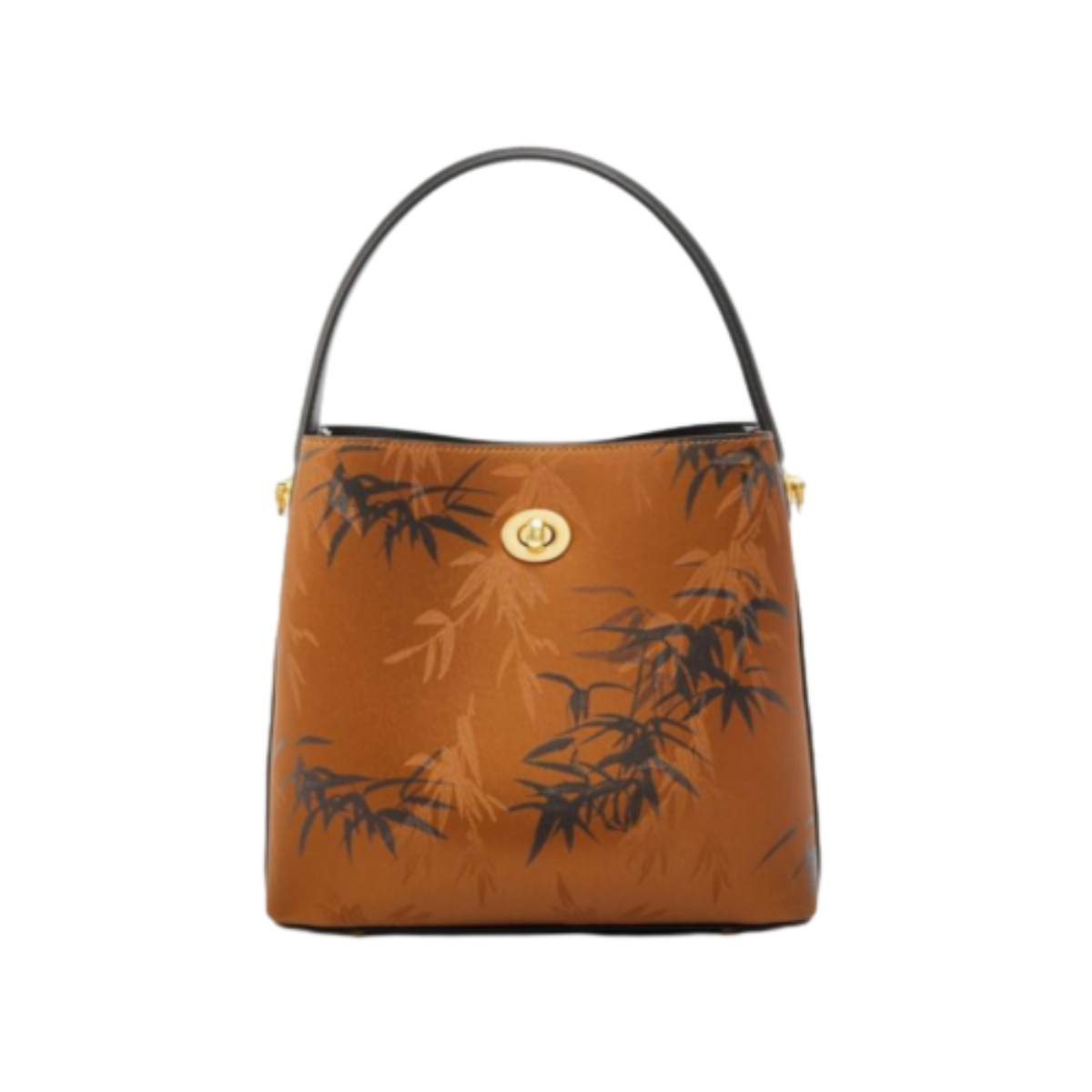 Tianxu Valentine's Day Gift – Leather Bamboo Leaf Print Handbag – Versatile Shoulder & Crossbody Bucket Bag