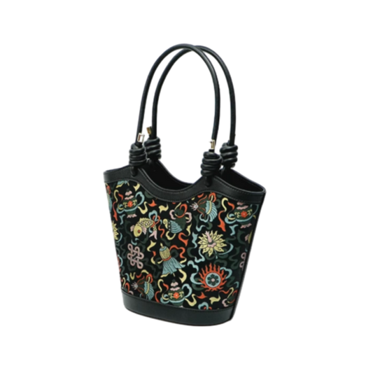 Tianxu Valentine's Day Gift – Jacquard & Brocade Chinese Style Handbag – Elegant Shoulder & Crossbody Basket Bag for Women