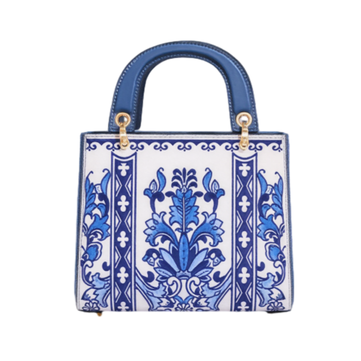 Youthrone Blue and White Porcelain Shoulder Bag – Vintage Chinese-Inspired Chic Square Handbag