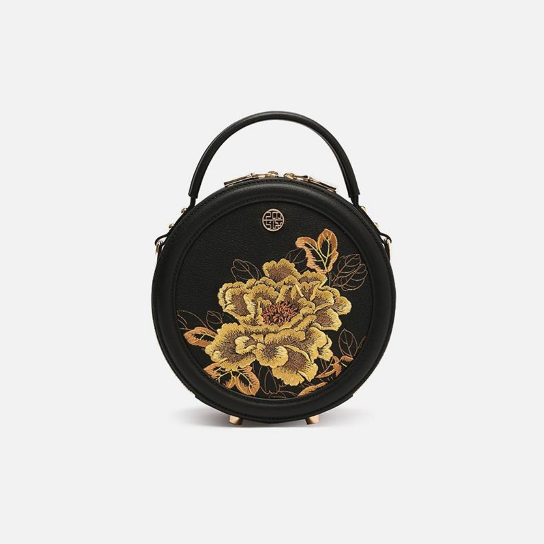 Tianxu Valentine's Day Gift – New Chinese Style Genuine Leather Embroidered Shoulder Bag, Perfect for Weddings & Traditional Outfits