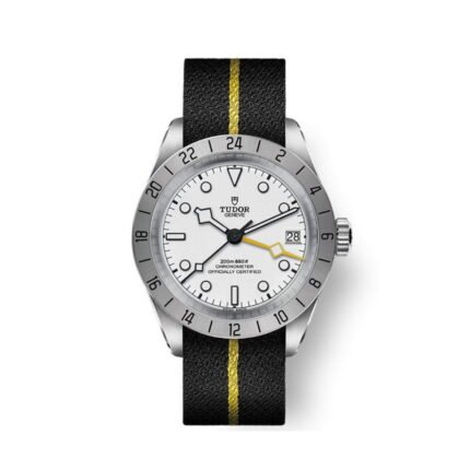 TUDOR Black Bay Pro Opaline White Dial Black with Yellow Band Fabric Strap Watch 39mm - M79470-0005